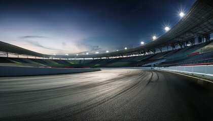 Race track corner in motion, dynamic drive, high speed view