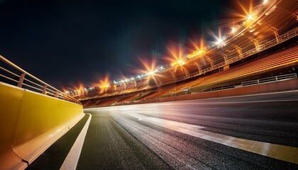 Fototapeta premium Race track corner in motion, dynamic drive, high speed view