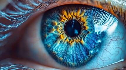 Close-up of a Human Eye Exploring the Intricate Patterns and Vibrant Colors of the Iris