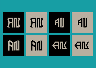 AN minimalist and classic logo set design. AN monogram polygonal and circle shape vector. AN unique design.