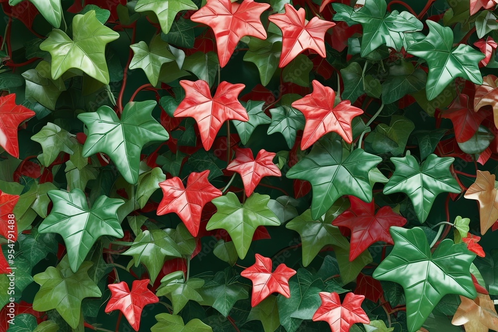 Poster vivid 3d cgi of hedera helix ivy showcasing intricate leaf texture and botanical features