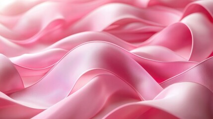 Fototapeta premium Gentle Pink Ribbons - Soft Pastel Background with Delicate Flowing Pattern of Multiple Pink Ribbons for Design and Creativity Concepts