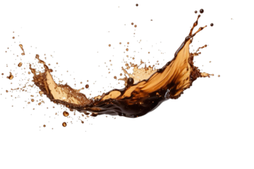 Splashes of coffee liquid splash in large waves, perfect for food or drink advertising, graphic design projects, and social media content