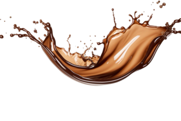 Splashes of coffee liquid splash in large waves, perfect for food or drink advertising, graphic design projects, and social media content