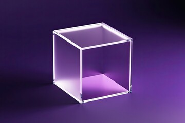 3D Frosted Cube Design on Deep Violet Background