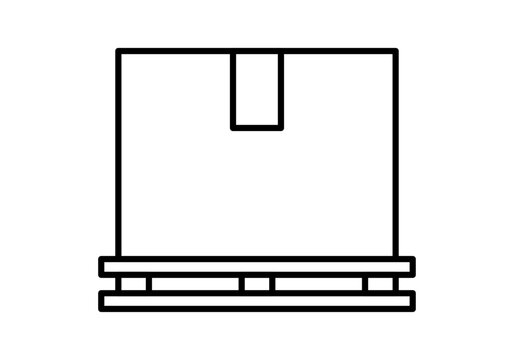 Icono negro de caja en pallet de madera