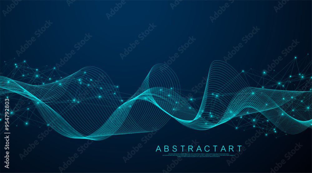 Fototapete Global network connection concept. Big data visualization. Social network communication in the global computer networks. Internet technology. Business. Science. Vector illustration