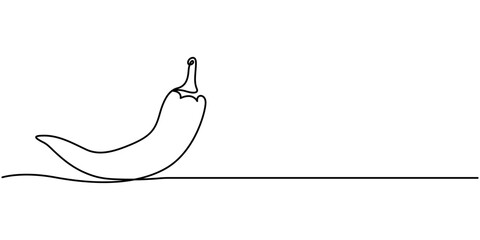 Continuous one line drawing of hot red chili pepper graphic design. Single line art illustration of spicy chili pepper on transparent background, Red chili pepper design in continuous line art drawing
