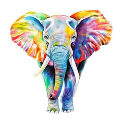 Watercolor elephant sticker style, cut out, isolated on transparent background