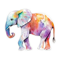 Obraz premium Watercolor elephant sticker style, cut out, isolated on transparent background