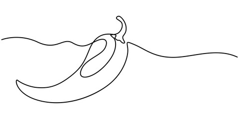 Continuous one line drawing of hot red chili pepper graphic design. Single line art illustration of spicy chili pepper on transparent background, Red chili pepper design in continuous line art drawing