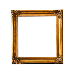 An empty picture with a gold frame isolated on white background. Generative AI.