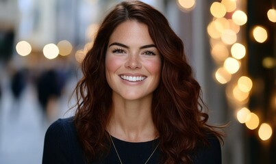 Confident Young Businesswoman Smiling at Camera: Portrait of Successful Entrepreneur. Embodying Workplace Culture, Inclusivity, and Freedom. AI-Generated 4K Marketing Background for Corporate Branding