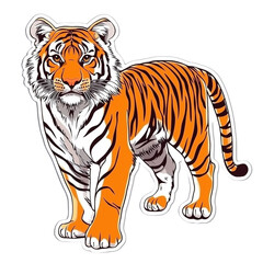 Obraz premium tiger cartoon Watercolor style sticker