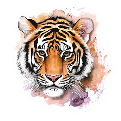 Obraz premium tiger cartoon Watercolor style sticker