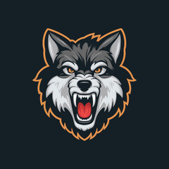 wolf roar design logo illustration