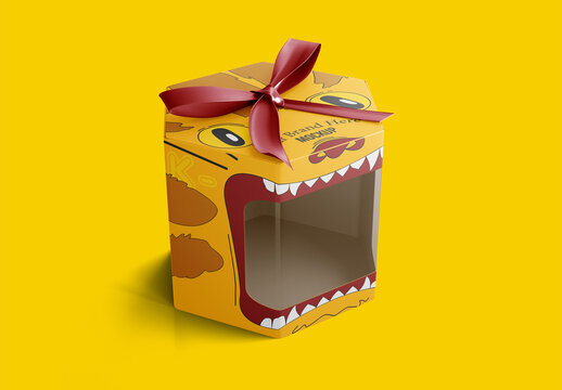 Cardboard Box with Plastic Window Mockup