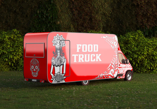 Food Truck Caravan Mockup