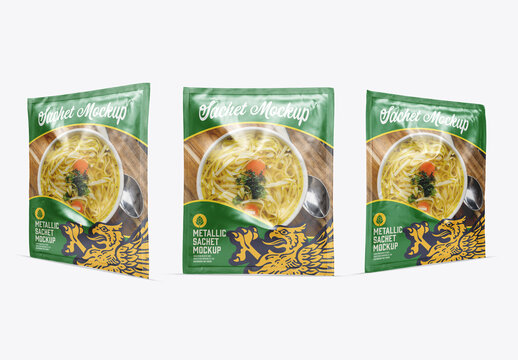 Metallic Food Sachet Mockup