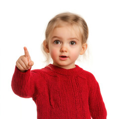 Child Pointing On White Background