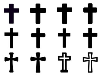 vector set of icons depicting Christian crosses