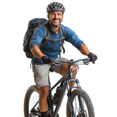 Naklejka premium Cyclist On White Background