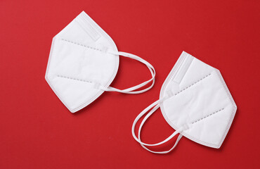 kn95 medical masks on a red background