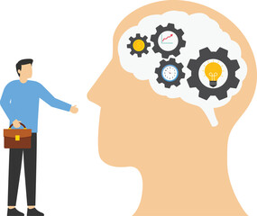 Potential development, brainstorm concept. Effort and time to make money, success long term investment, deadline effect to make people finish work. Modern vector illustration in flat style.

