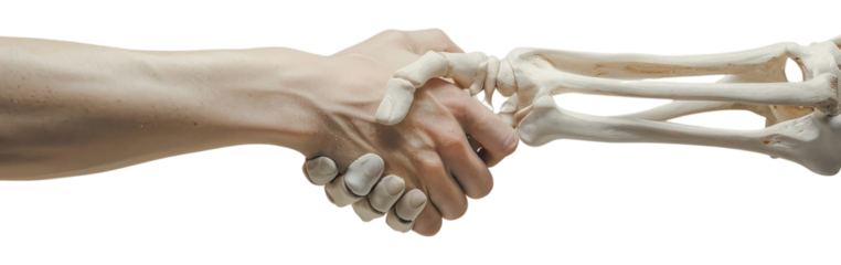 PNG Skeleton hand shaking hand human person wrist.