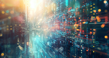 An abstract tech cityscape with glowing energy sph, tech cityscape, abstract, glowing energy, energy spheres, futuristic, neon lights, digital city