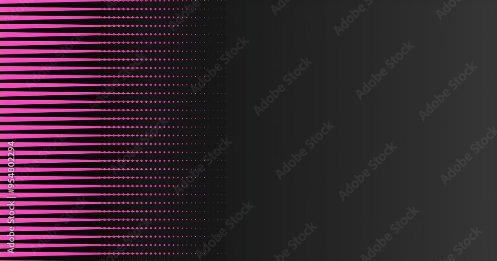 Poster a graphic design featuring pink lines and dots on a dark background, creating a modern and dynamic v