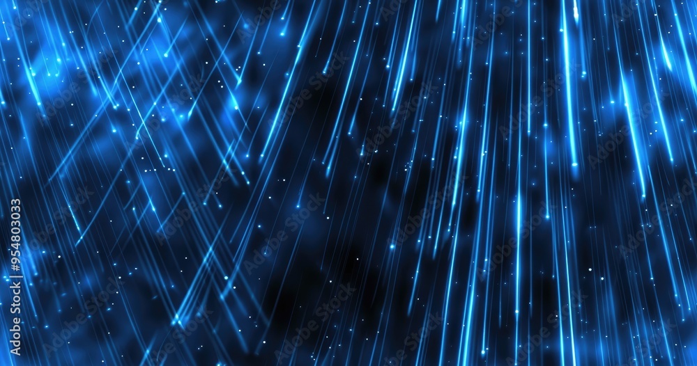 Poster a vibrant display of blue light streaks against a dark background, creating a dynamic and energetic 
