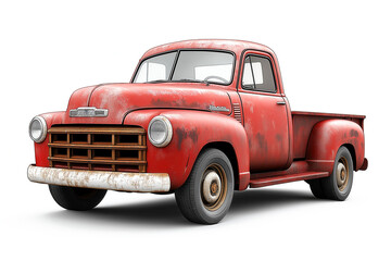 Red Truck On White Background