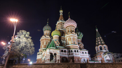 Back side of St. Basils cathedral timelapse hyperlapse in Moscow, Russia