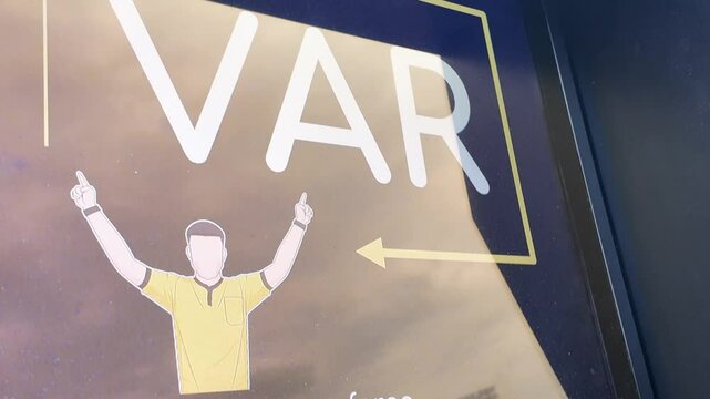 VAR system screen. System video assistant referee during the match
