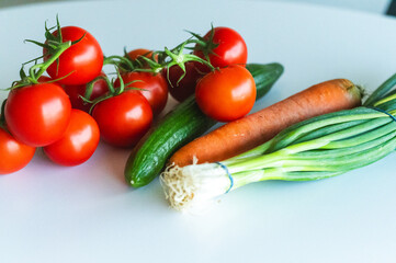 Tomato and other vegetables. Healthy autumn harvest. Straight from the garden