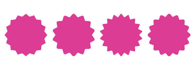 Vibrant Pink Starburst Tags Collection - Round Tags with Spiky Edges for Gift Wrapping, Labels, and Craft Projects