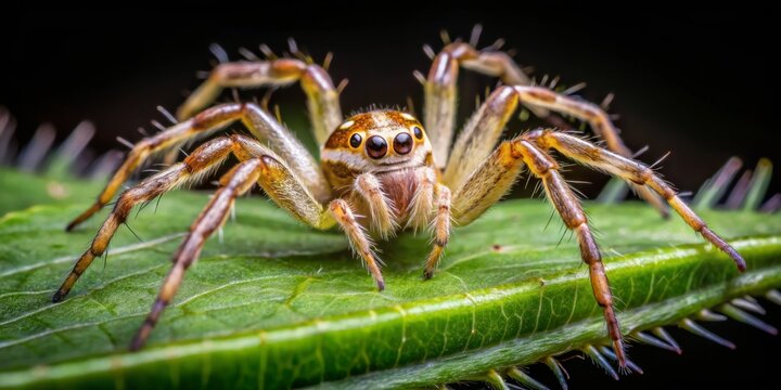 a photo image of a zoropsis spinimana, a small nocturnal spider with elongated body and distinctive spinose setae on dorsal and ventral surfaces.