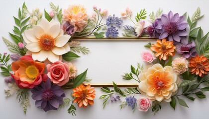 Delicate Floral Arrangement Framing White Space
