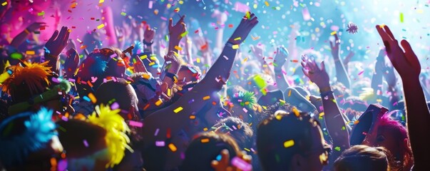 Music festival collage with concert photos, festival gear, and vibrant crowd shots, 4K hyperrealistic photo