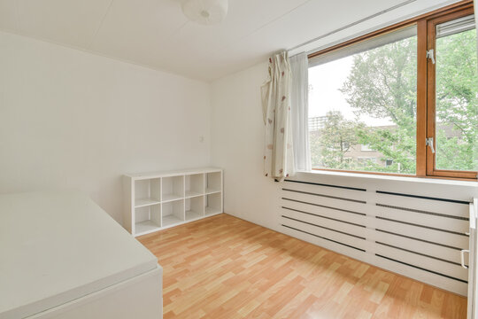 Minimalistic modern empty room with natural light