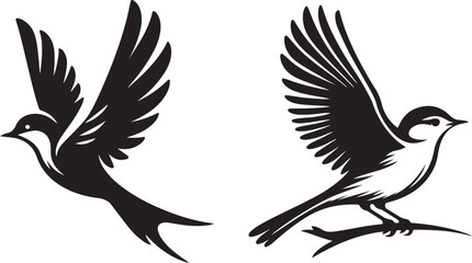 Set of Bird Silhouette Vector Art - EPS Illustrations for Your Designs