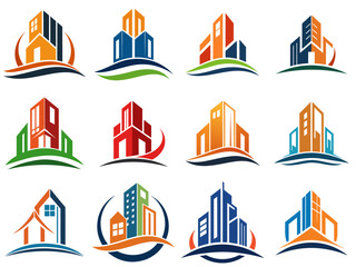 A set of Building real estate logo design bundle