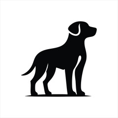 Dog silhouette vector with white background