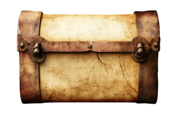 An antique treasure chest with a worn exterior, perfect for themed decor or artistic projects centered around adventure and discovery.