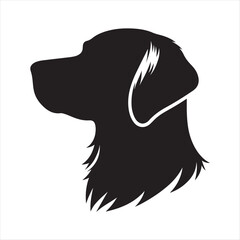 Black silhouette head of the dog on white background
