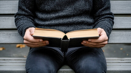 Fototapeta premium Taking a Social Media Break Embracing the Calm of Reading a Book