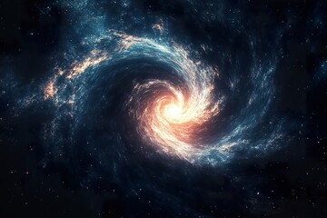 Huge Glowing Black Hole Surrounded by Stars