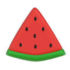 Slice of watermelon 3D on png transparent background.