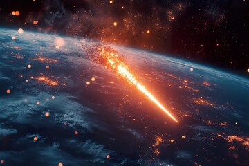 Luminous Meteor Burning Through Earths Atmosphere